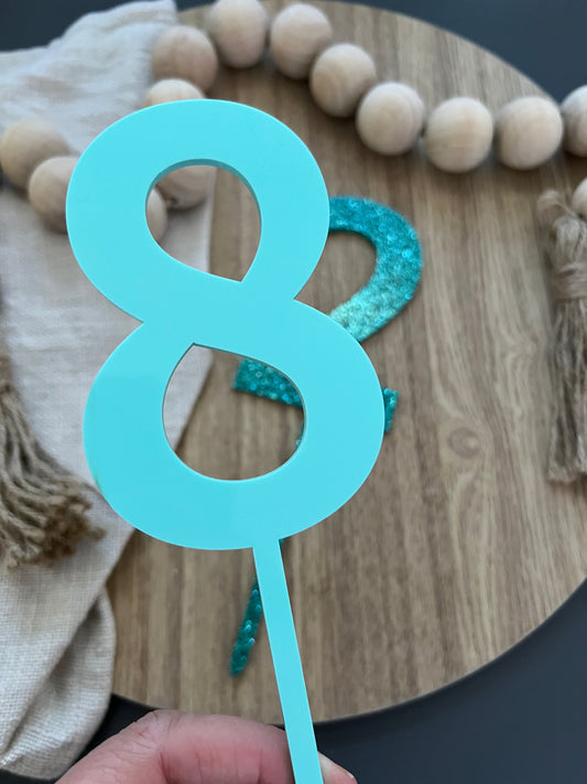 Large number cake topper | Birthday individual number sign - Solid colours