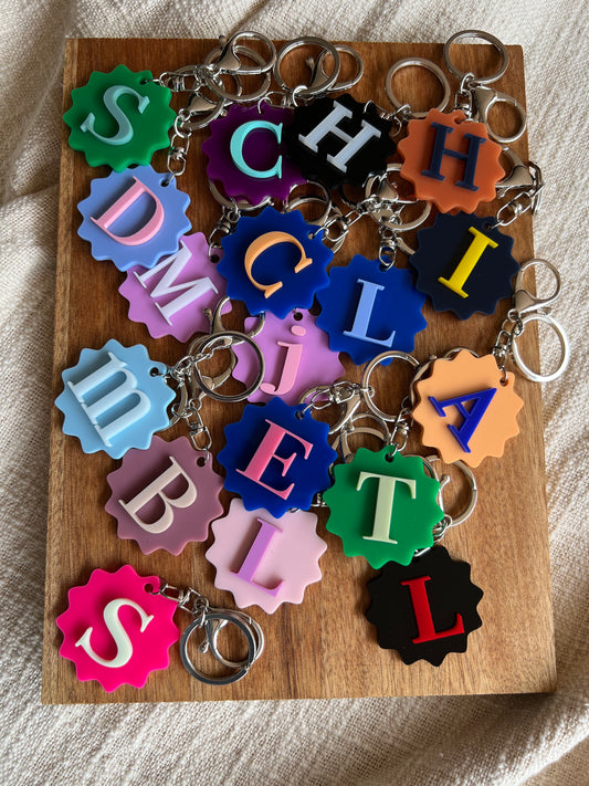 Initial Scalloped Keychain