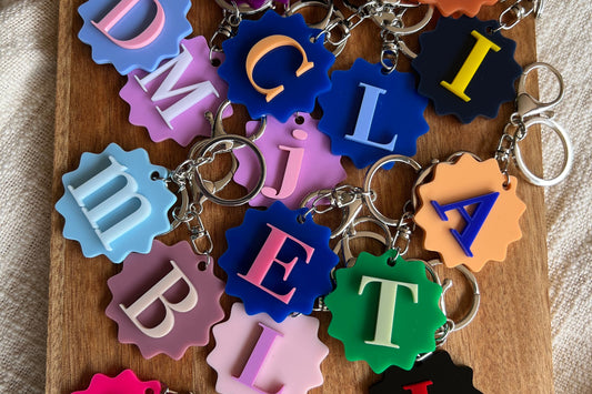 Initial Scalloped Keychain