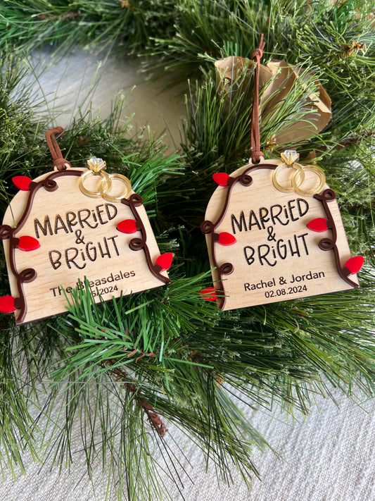 Married Personalised Christmas Ornament | Newlyweds