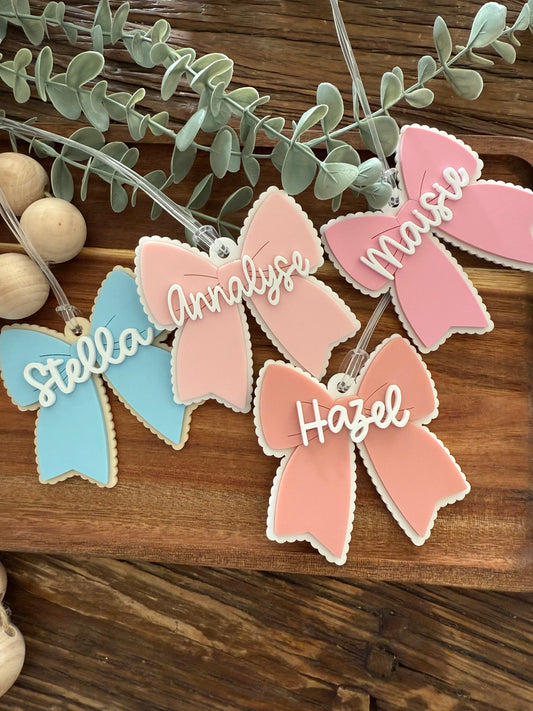 Cheer Bow Bag Tag — Large Acrylic Bow Keychain Personalised