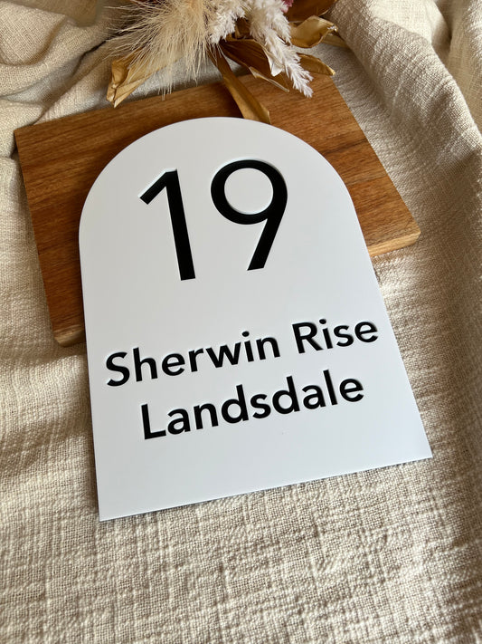 Dual Layer Large (A4) Arch House Number Sign - Manly Style