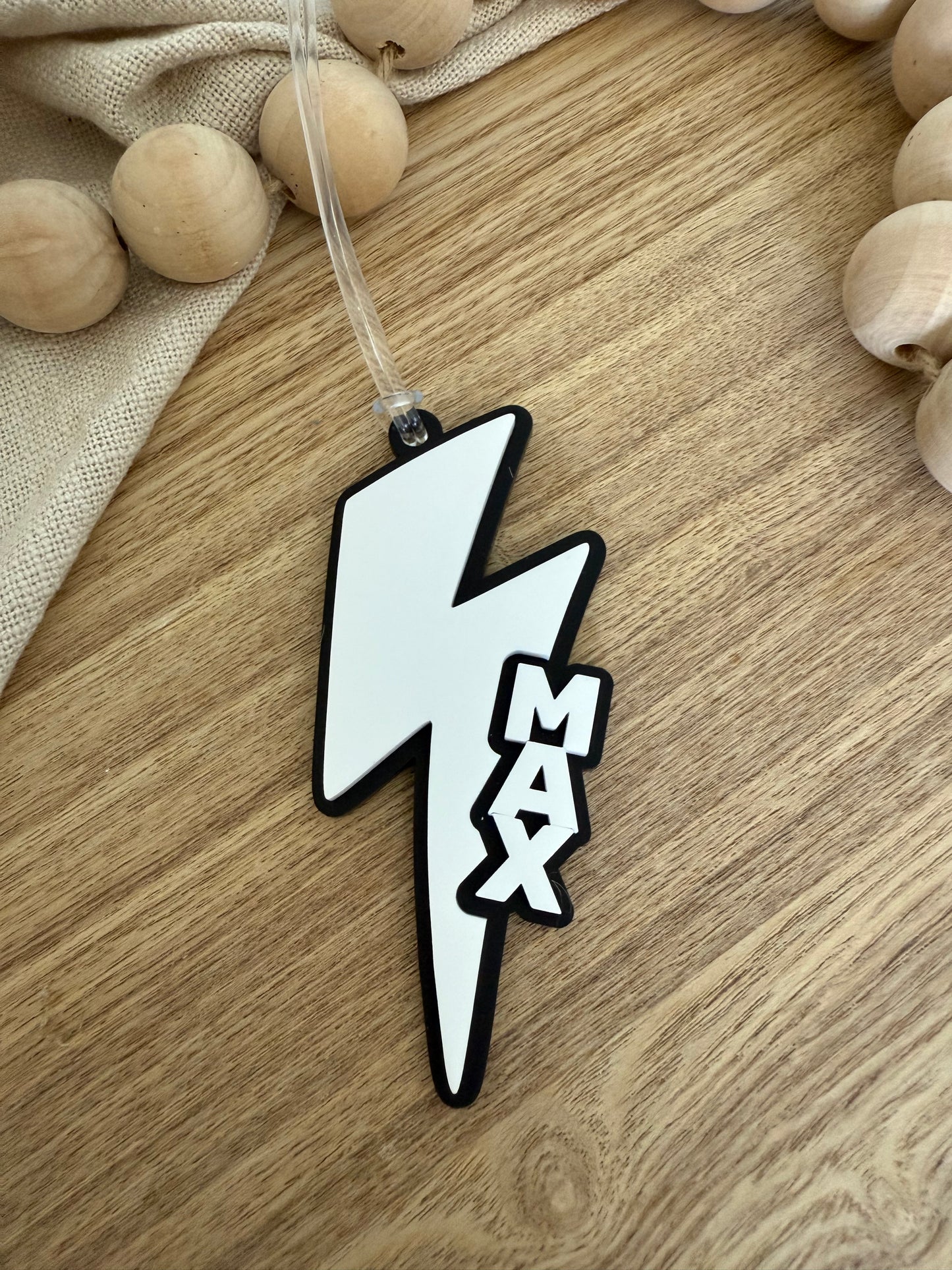 Lightning Bolt Bag Tag |Acrylic Name Tag
