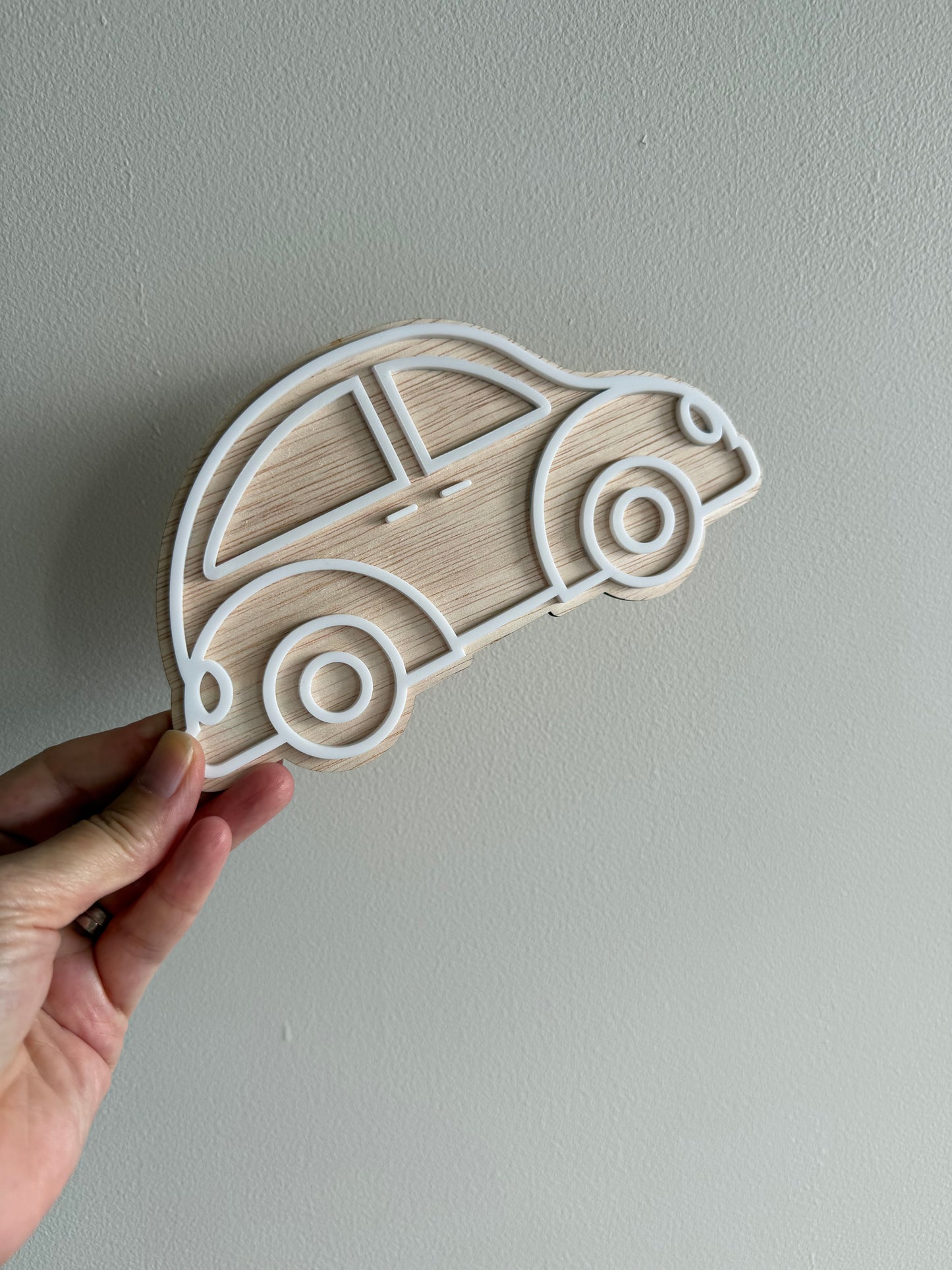 Kids Room Wall Hanging Set — Car Van Plane Wooden Transport Nursery Decor