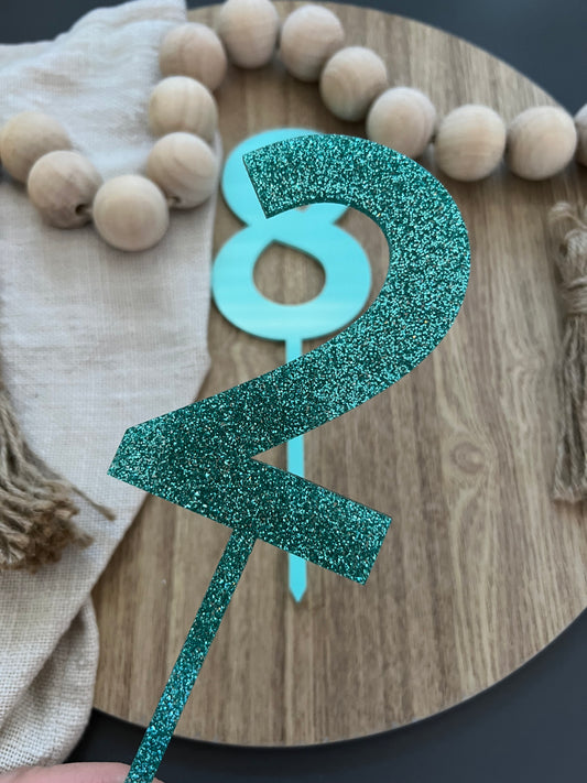 Large number cake topper | Birthday individual number sign - Glitters and Tinsel colours