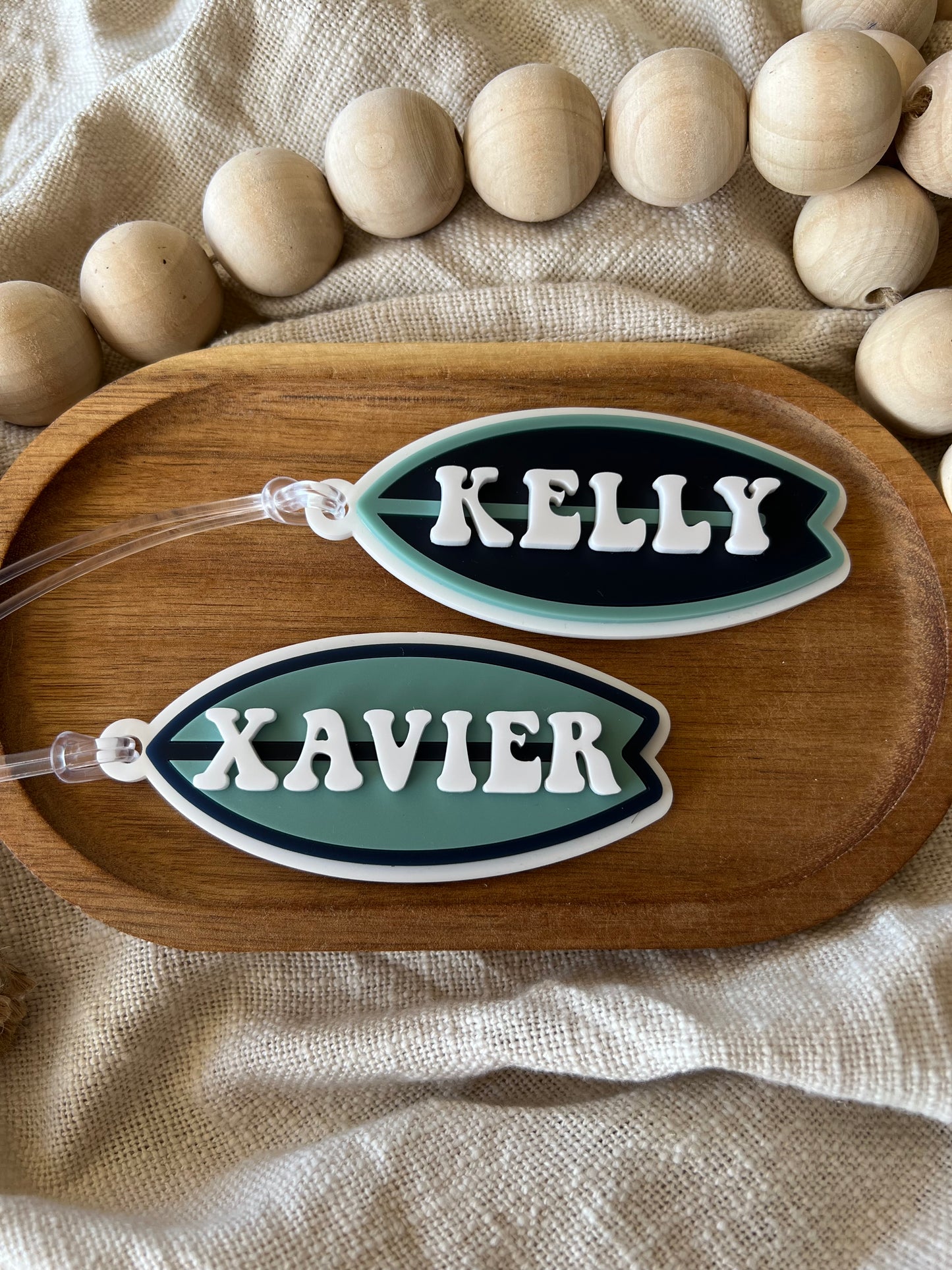 Surfboard Acrylic Name Tag | Backpack Keychain