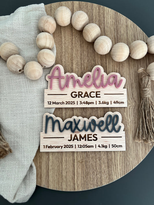 Name Plate | Birth announcement | Birth details