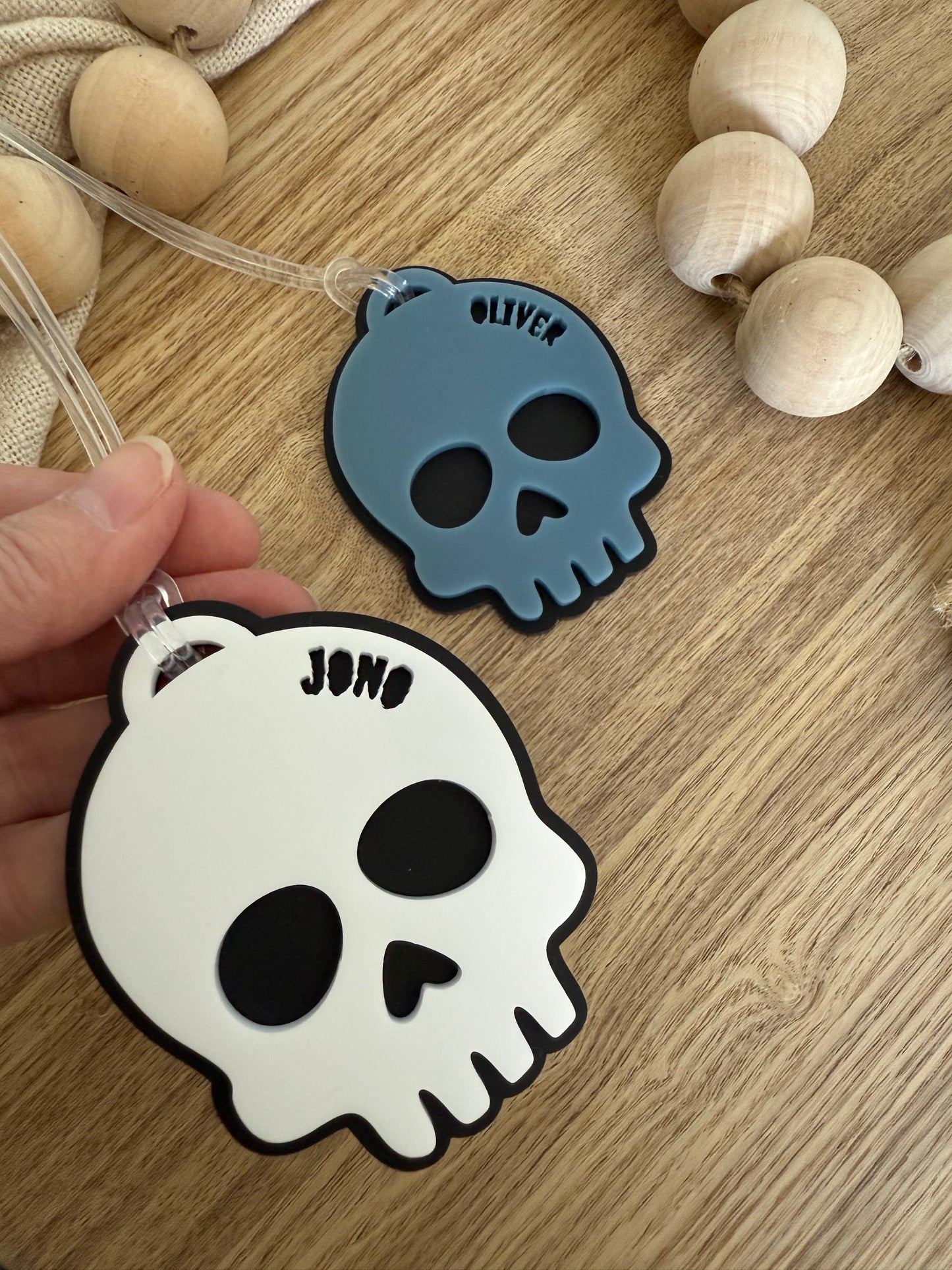 Skull Personalised Bag Tag | Halloween Gift Tag