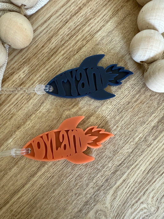 Rocket Ship Personalised Bag Tag | Rocket Gift Tag