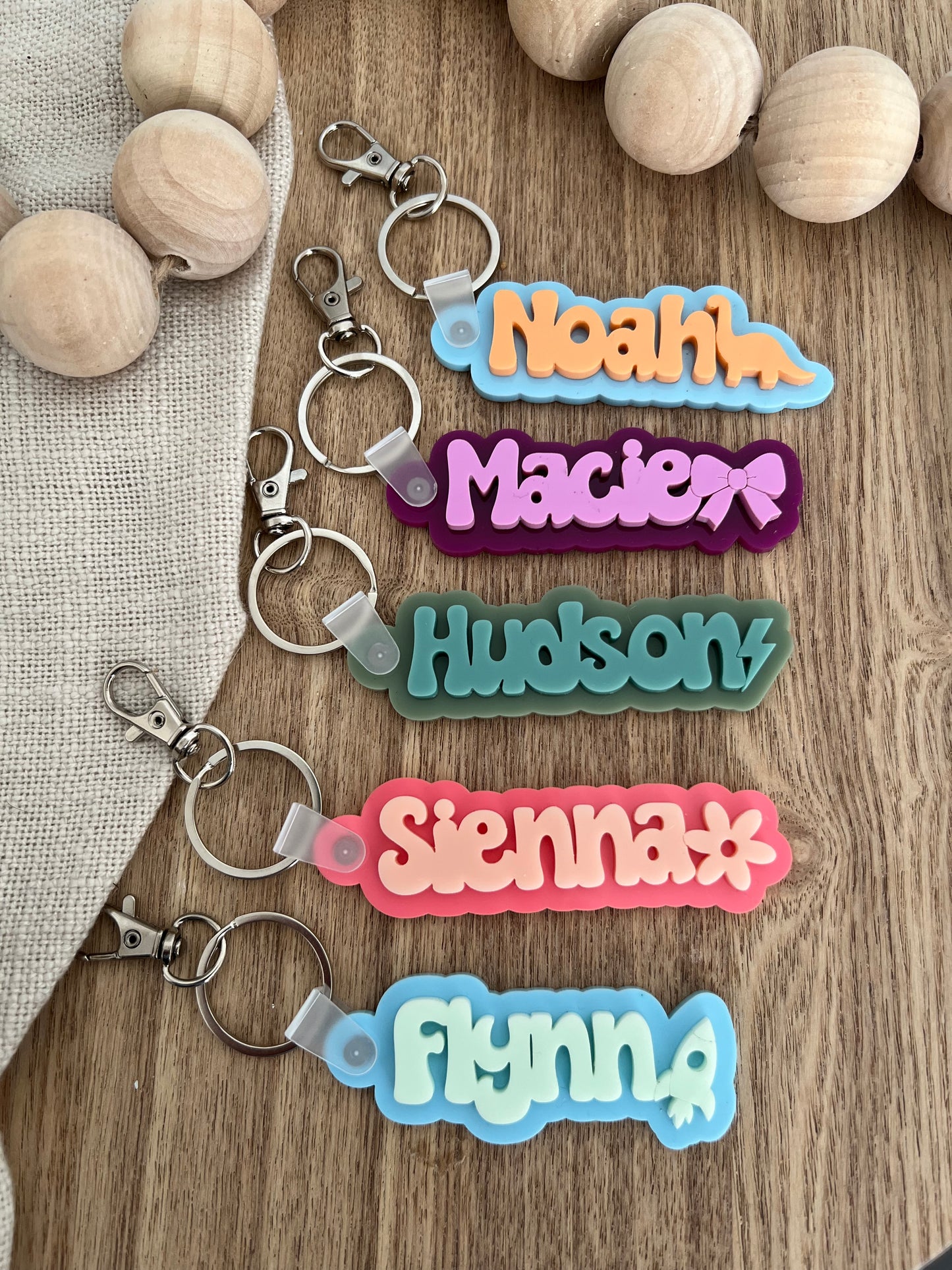 Kids Icon Name Tag | Keyring | Personalised Keychain