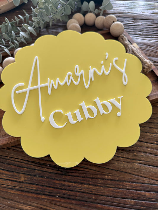 Scallop Kids Cubby House Sign | Custom Name Plaque | Kids Playroom | Decor