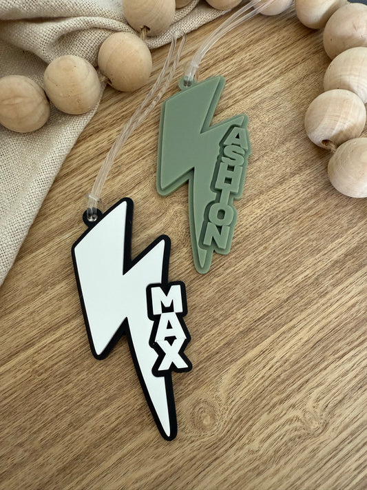 Lightning Bolt Bag Tag |Acrylic Name Tag