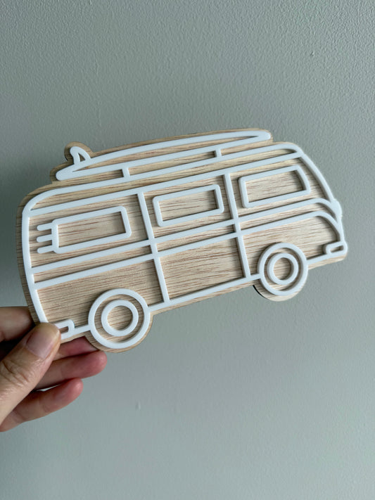 Combi Van Wall Hanging - Kids Nursery Decor - Wooden Van Sign