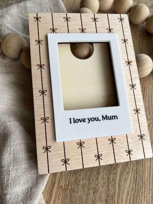 Mother’s Day Polaroid-Style Photo Frame – Bow Print Design