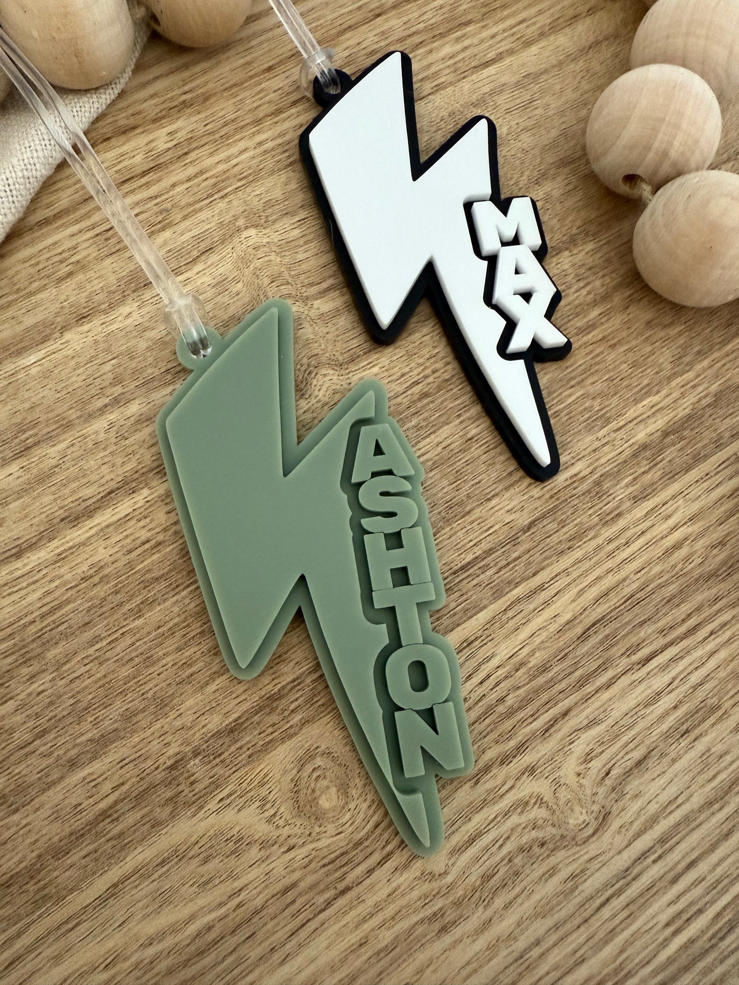 Lightning Bolt Bag Tag |Acrylic Name Tag
