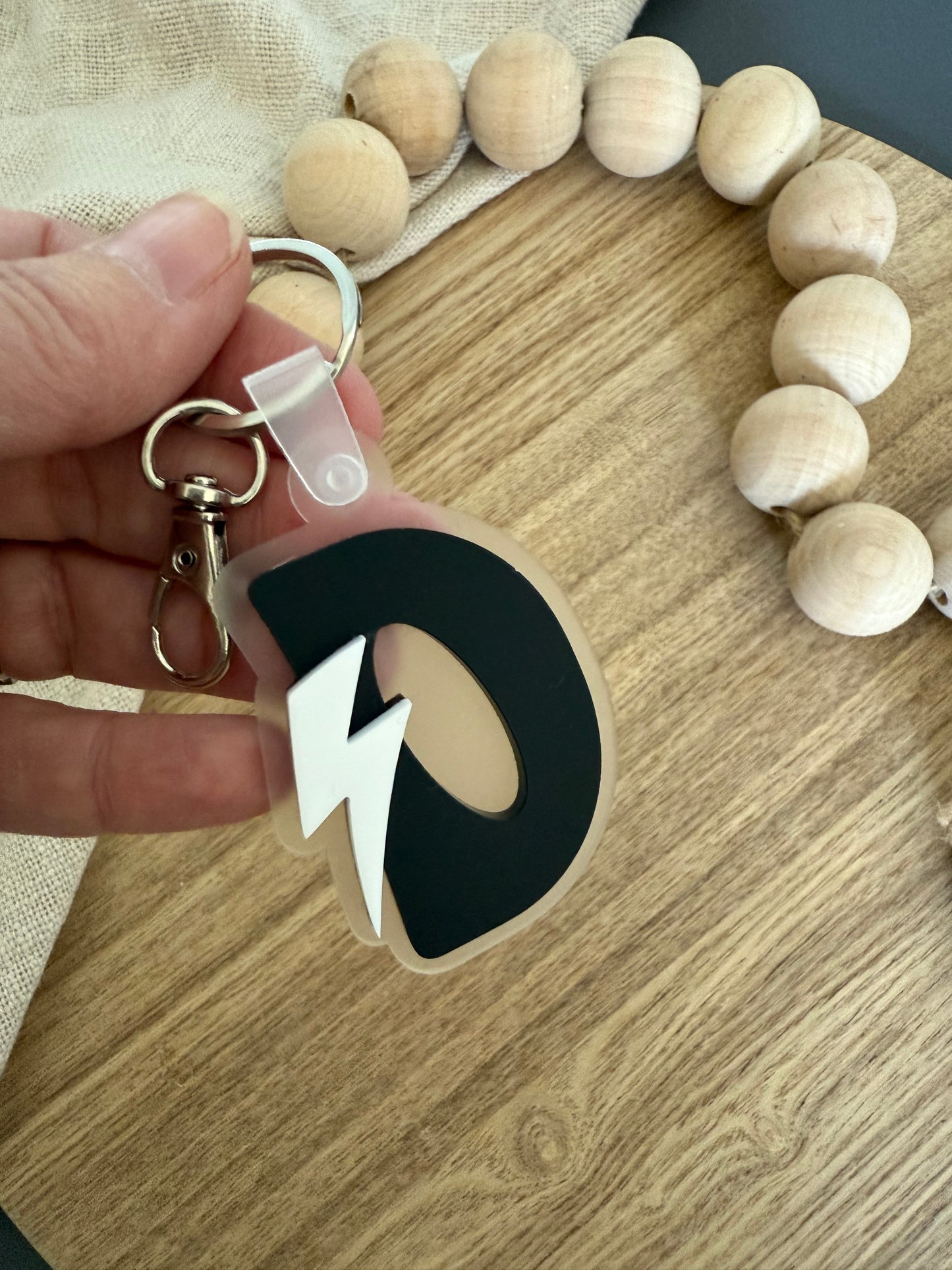 Small Initial Lightning Bolt Keyring