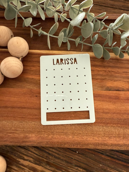 Personalised Travel Earring Holder — Acrylic Earring Organiser — Custom Name Jewellery Storage