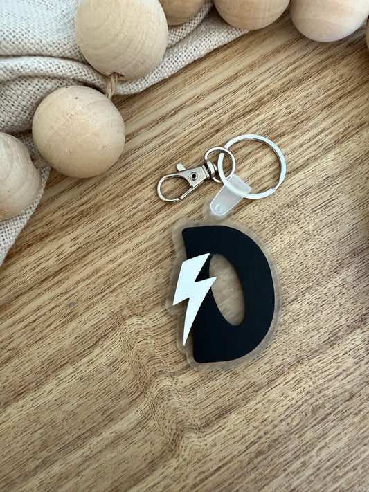Small Initial Lightning Bolt Keyring