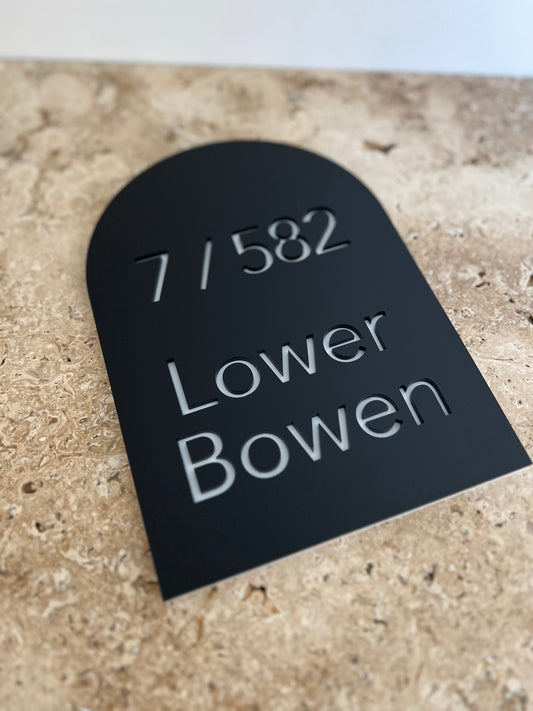 Dual Layer Large (A4) Arch House Number Sign - Manly Style