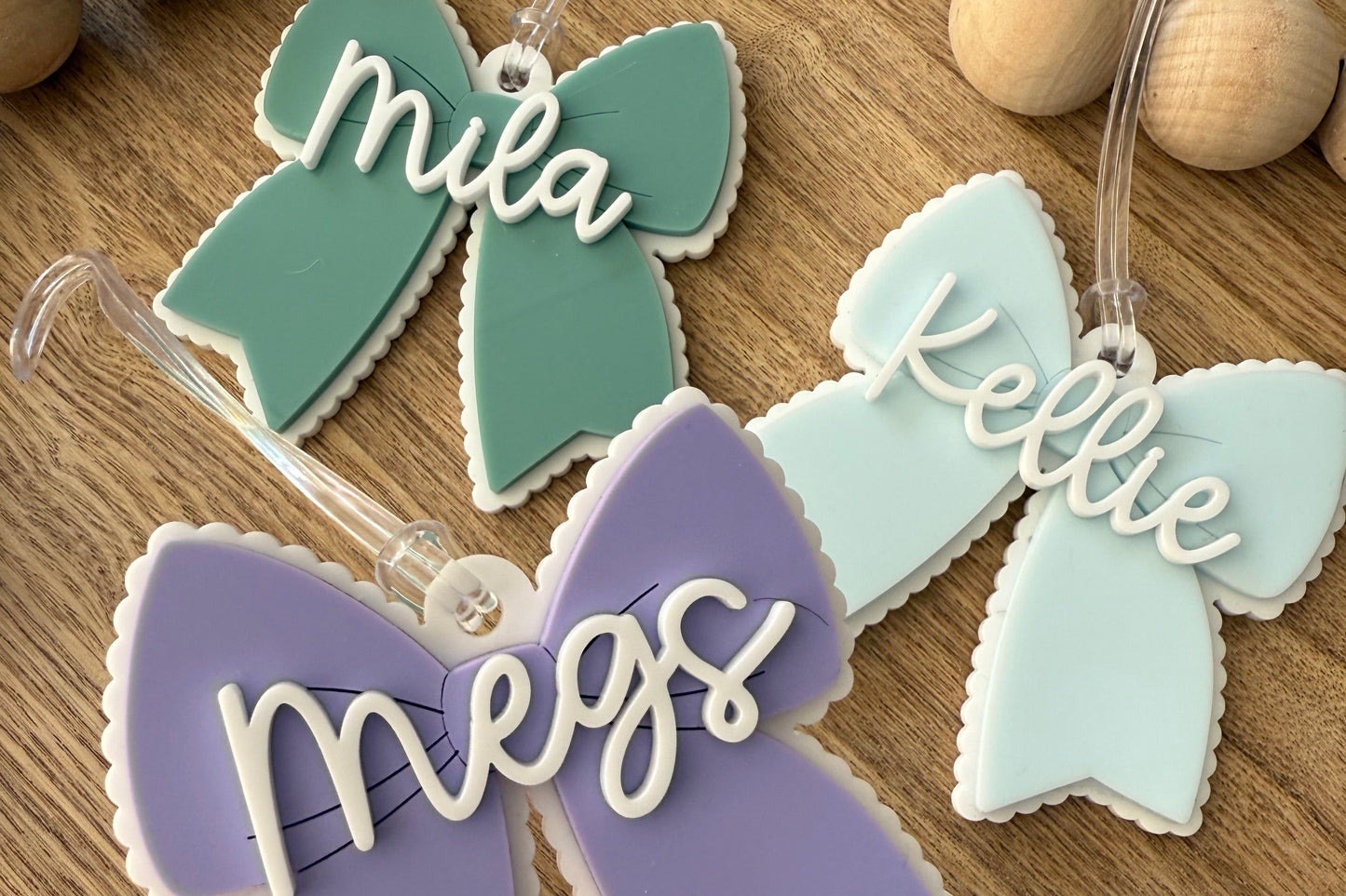 Personalised Cheer Bow Bag Tag — Large Acrylic Bow Keychain — Custom Name Backpack Tag