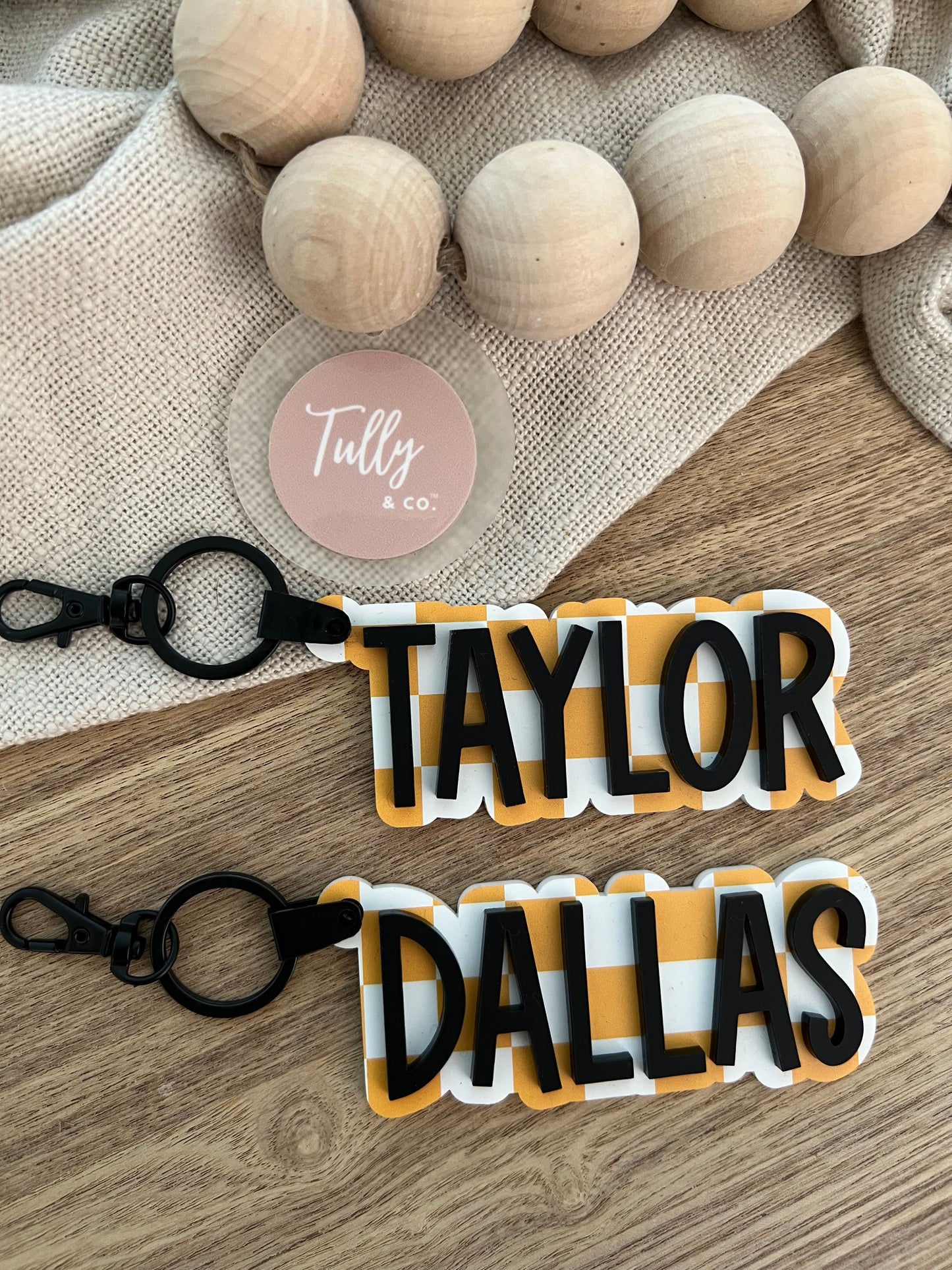 Check Mate Bag Tag |Acrylic Name Keyring