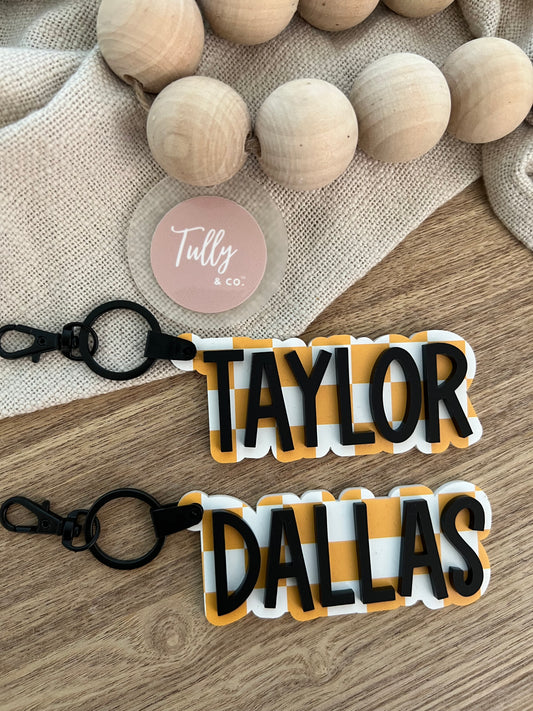 Check Mate Bag Tag |Acrylic Name Keyring