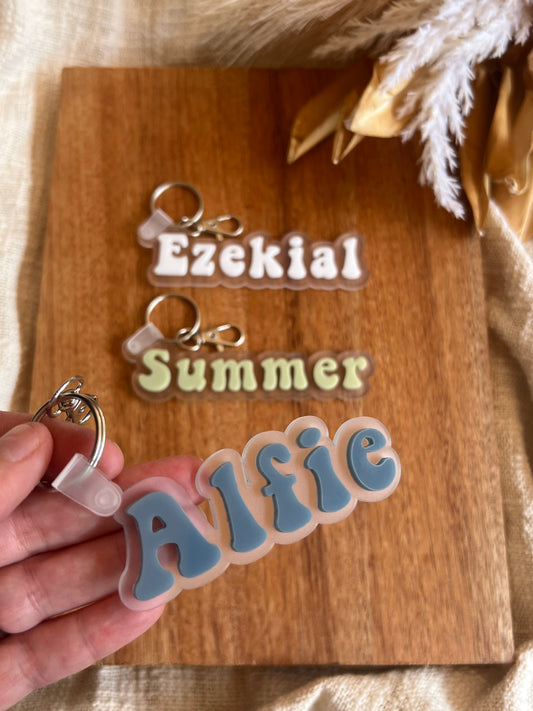 Bubble Acrylic Name Tag - Block Style | Keychain