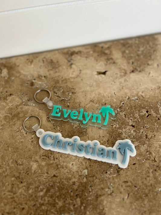 Palm Tree Name Bag Tag | Keychain