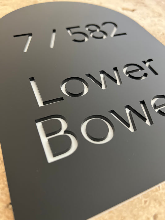 Dual Layer Large (A4) Arch House Number Sign - Manly Style