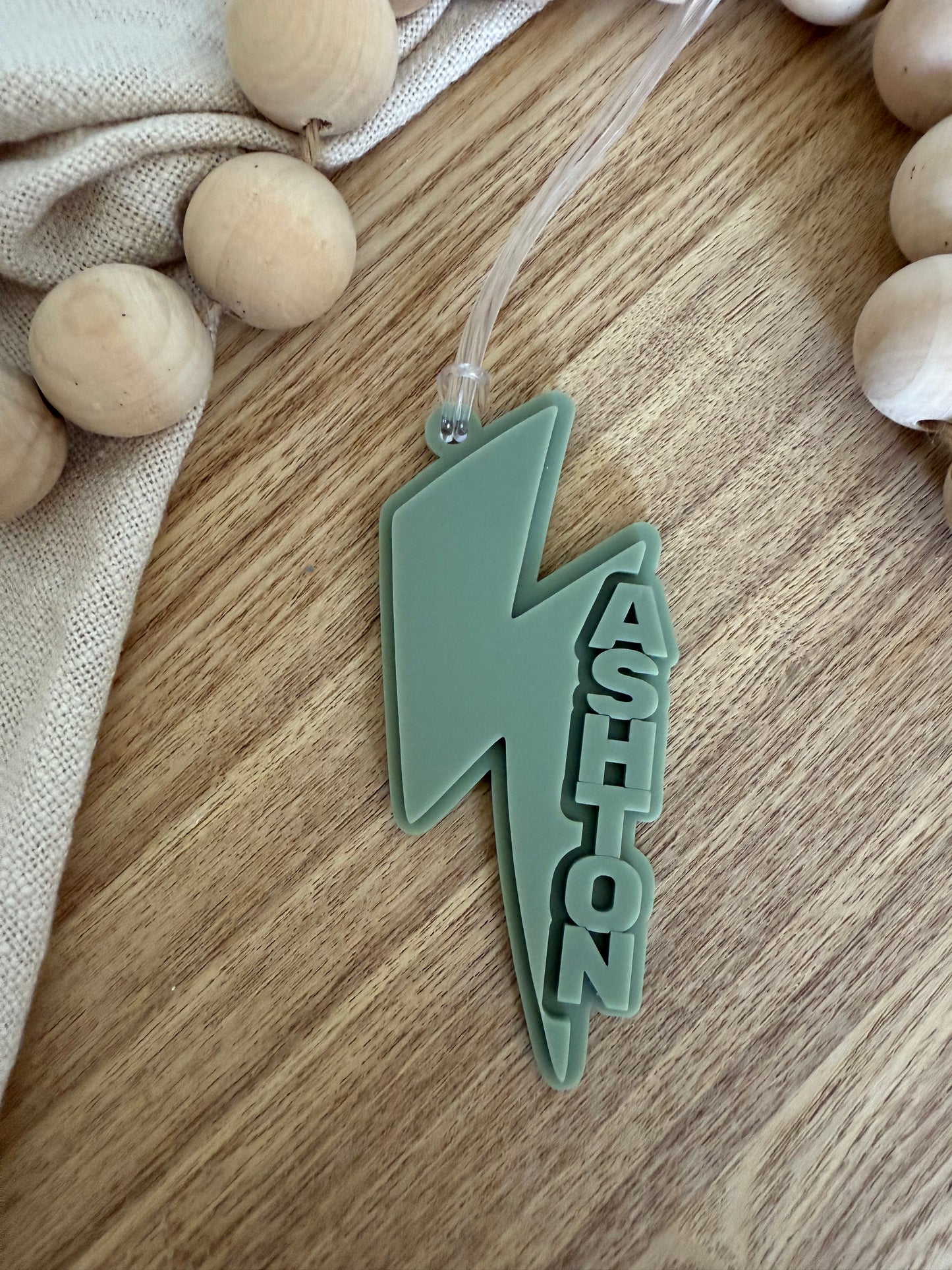 Lightning Bolt Bag Tag |Acrylic Name Tag
