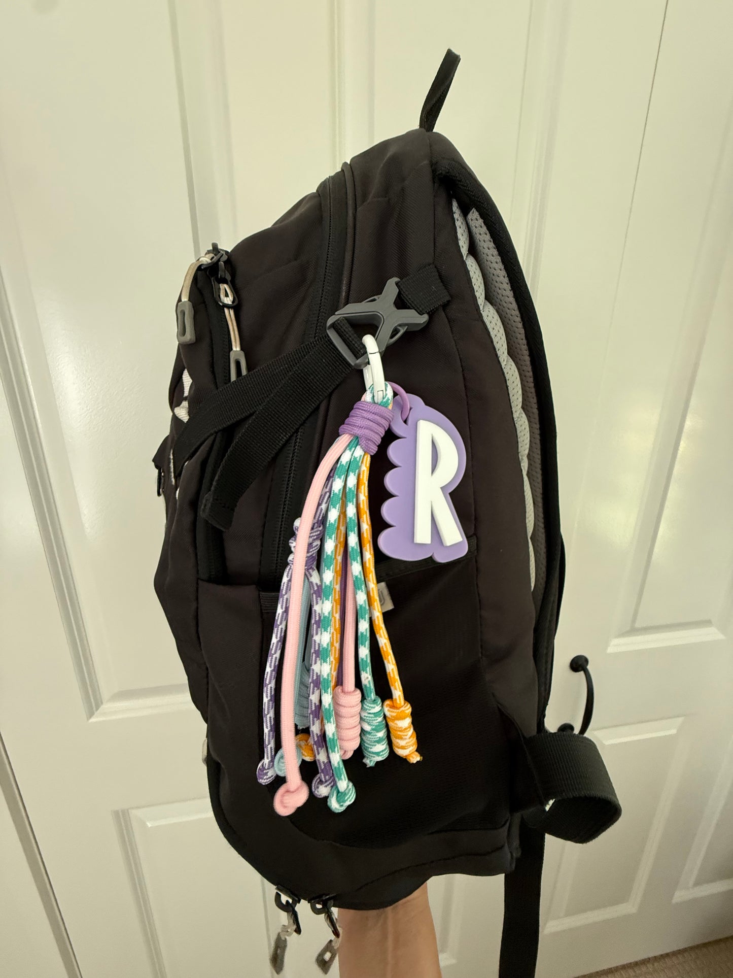 Colourful Cord Bag Charm with Personalised Scalloped Tag