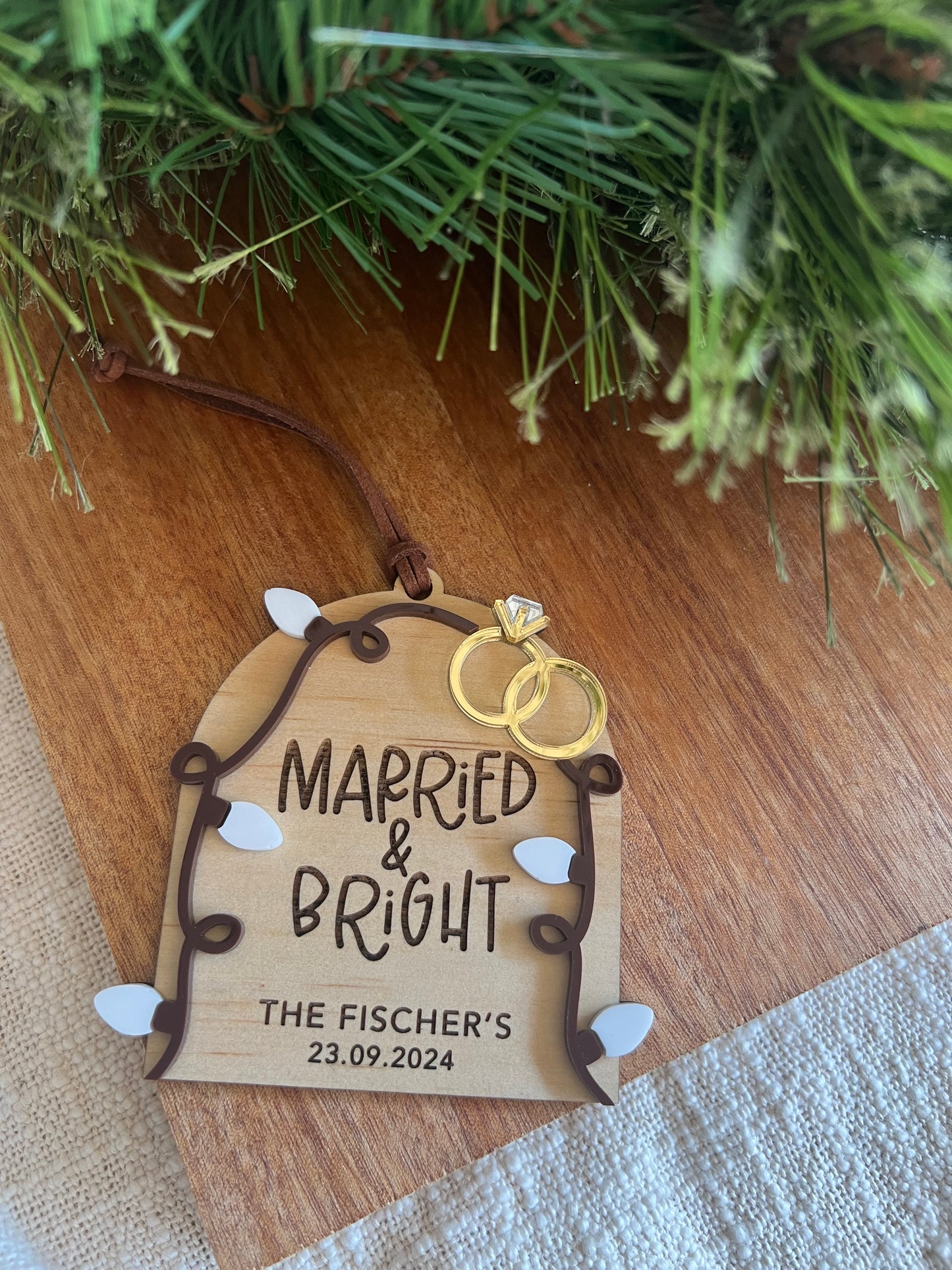 Married Personalised Christmas Ornament | Newlyweds