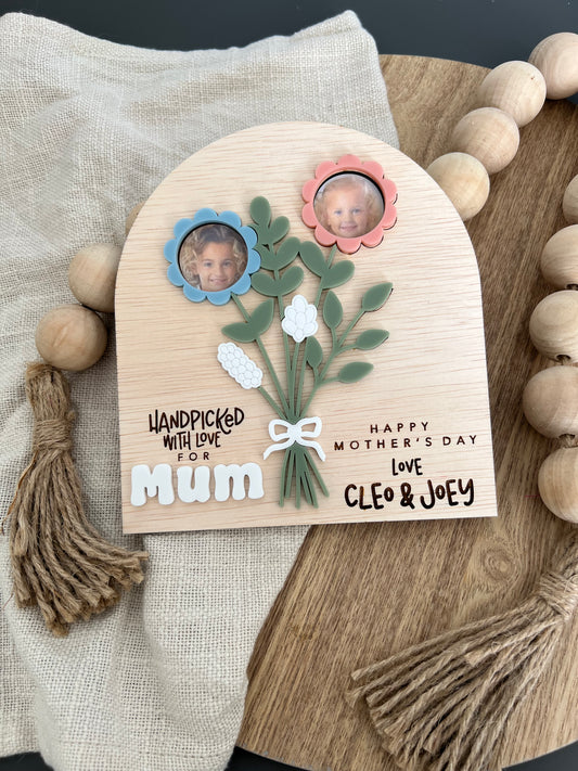 Personalised Flower Photo Plaque for Mother’s Day