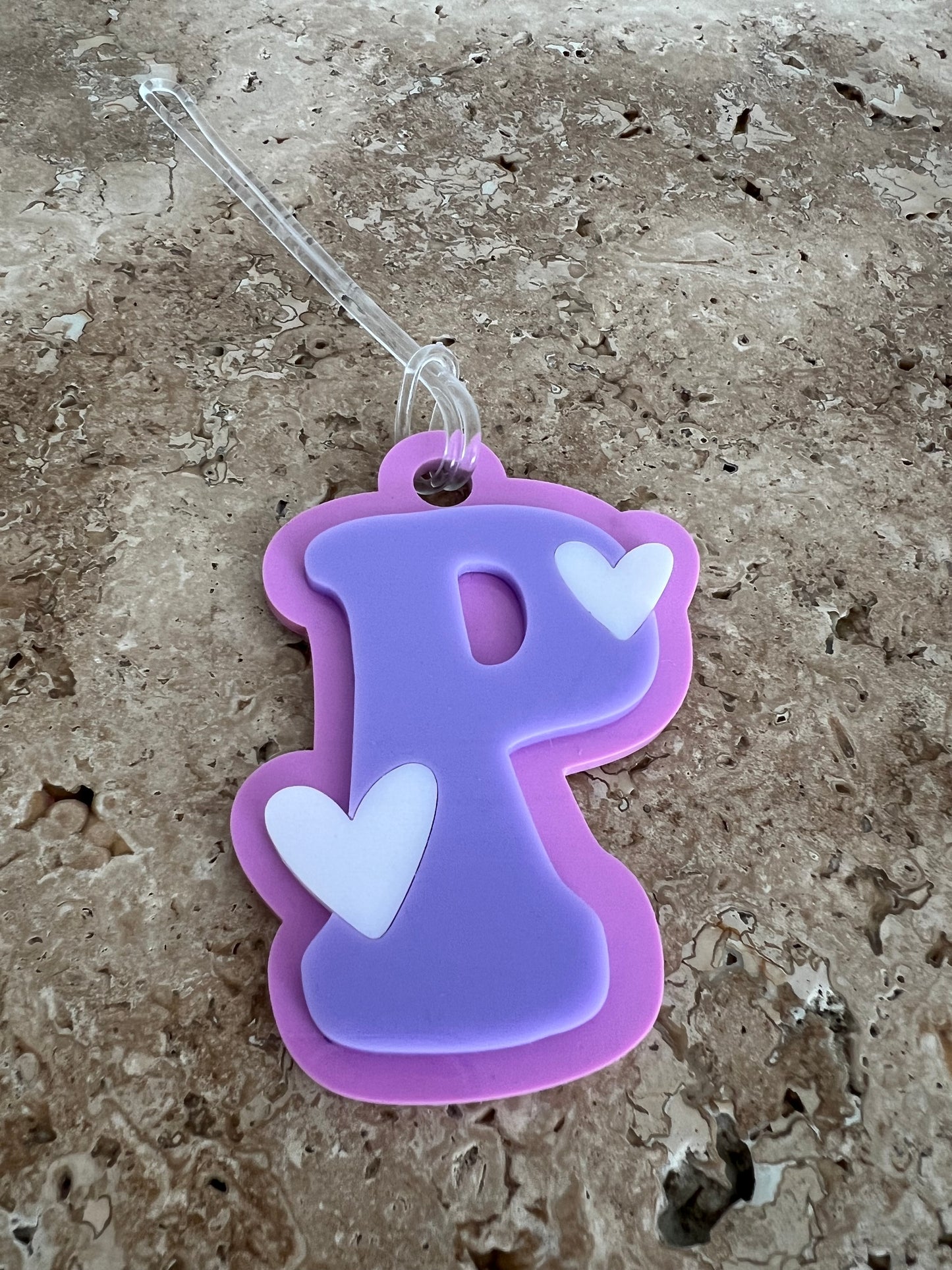 Initial Hearts Bag Tag