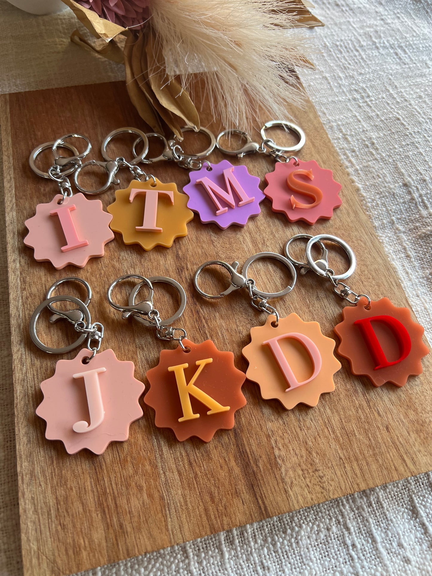 Initial Scalloped Keychain