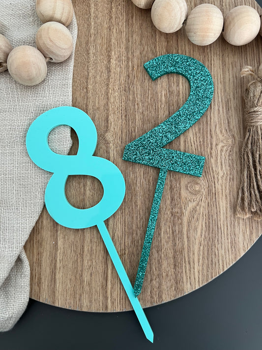 Large number cake topper | Birthday individual number sign - Glitters and Tinsel colours