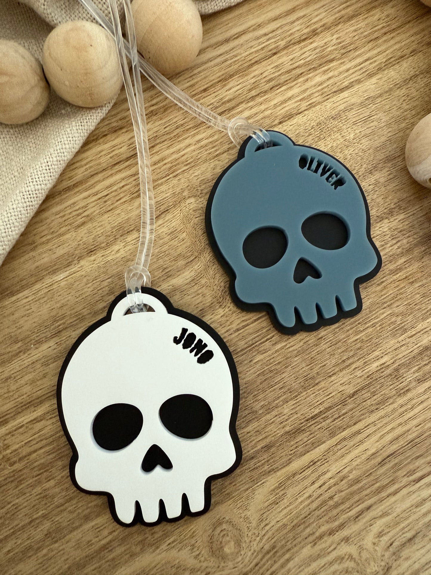 Skull Personalised Bag Tag | Halloween Gift Tag