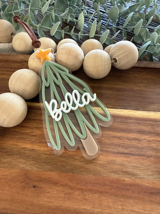 Christmas Tree Personalised Ornament | Santa Sack Tag | Custom Holiday Decoration