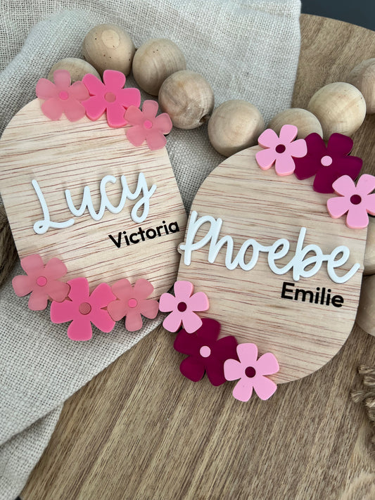 Floral Birth announcement | Birth name plate