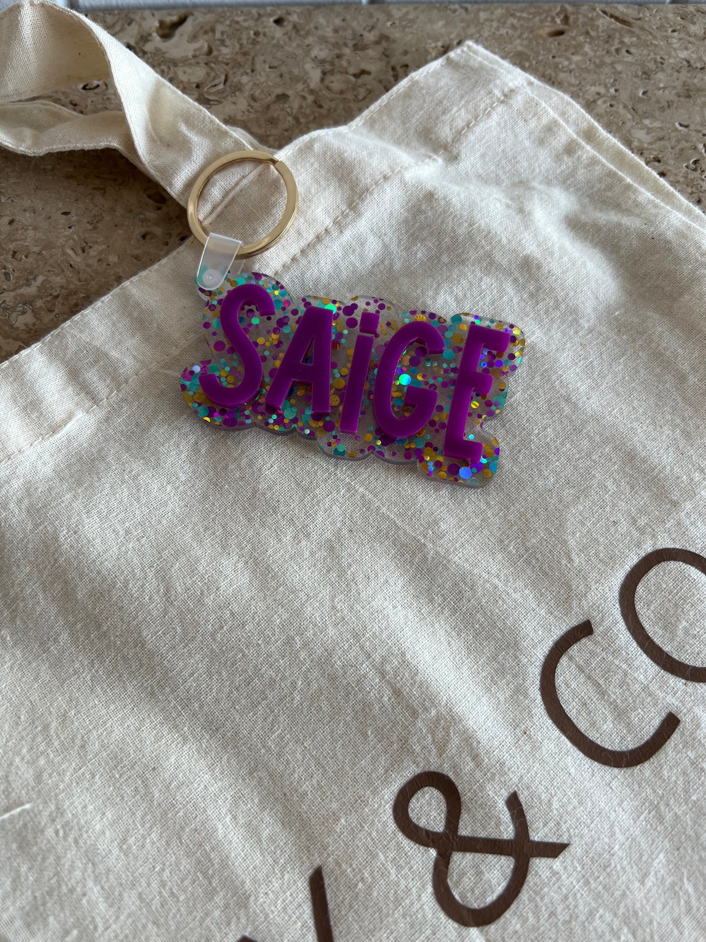 Confetti Glitter Bag Tag | Keychain