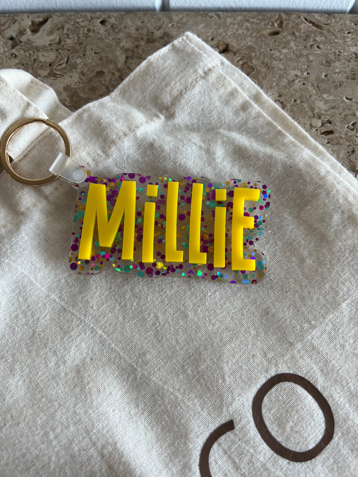 Confetti Glitter Bag Tag | Keychain