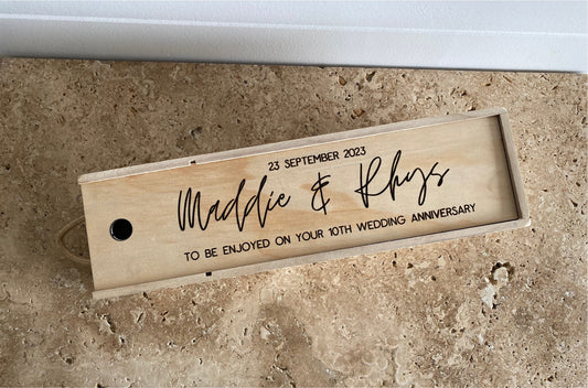 Wedding Anniversary - Wooden Wine Gift Box