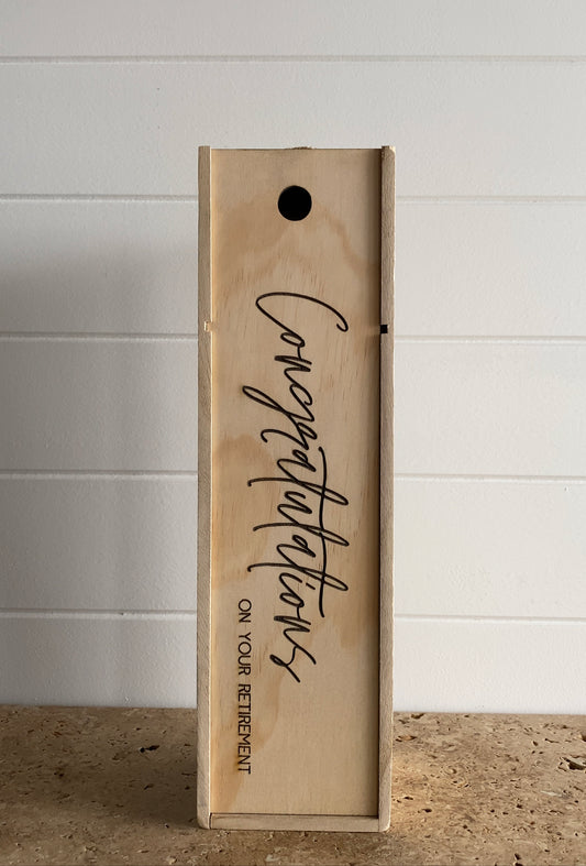 Congratulations on your Retirement - Wooden Wine Gift Box