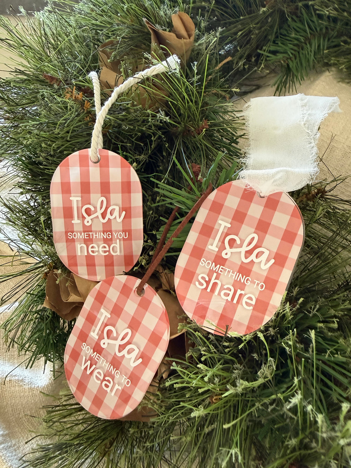 Gingham Mindful Christmas Gift Tag Set of 6