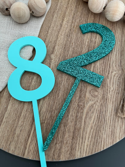 Large number cake topper | Birthday individual number sign - Glitters and Tinsel colours
