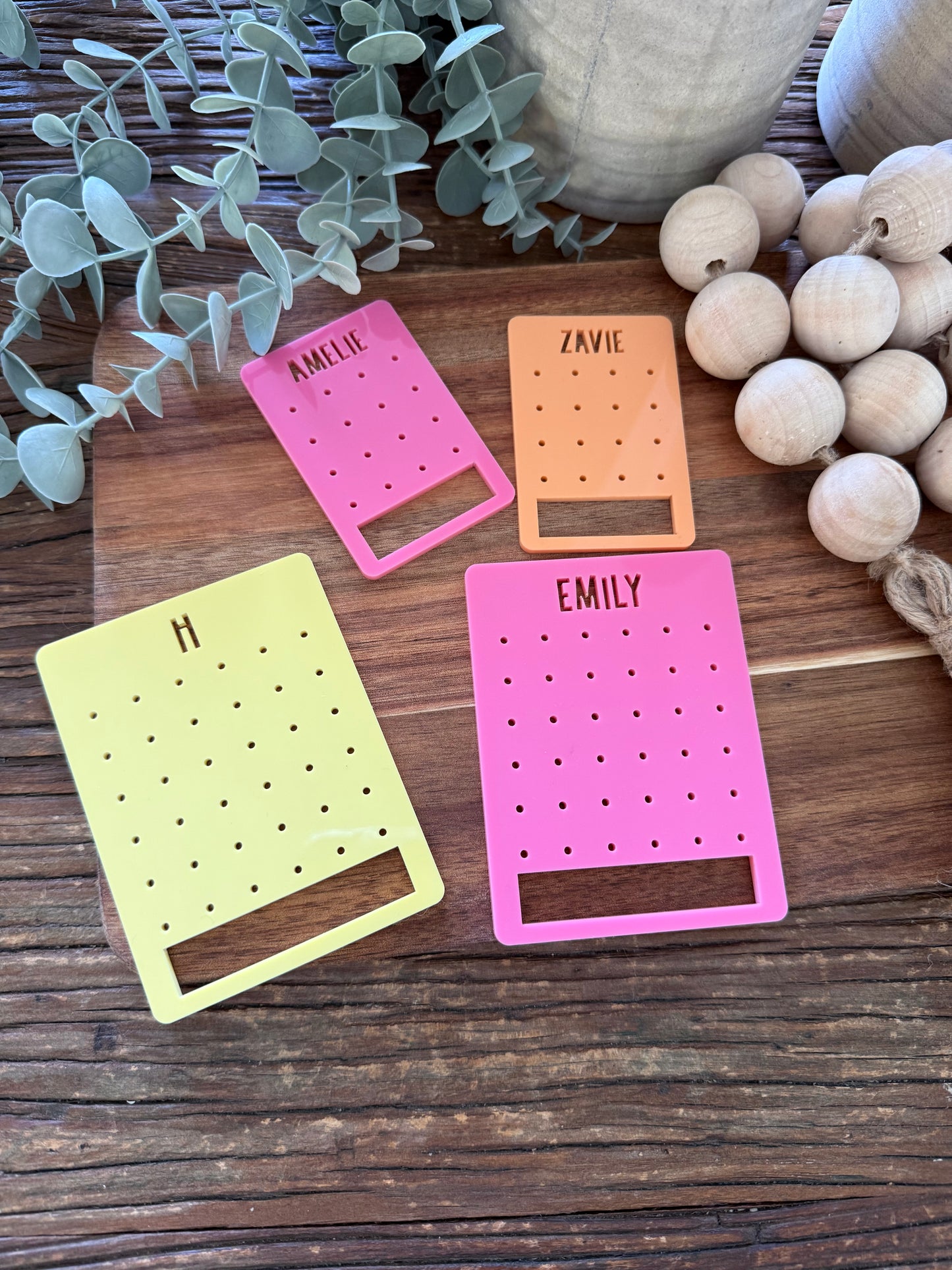 Large Personalised Travel Earring Holder — Acrylic Earring Organiser