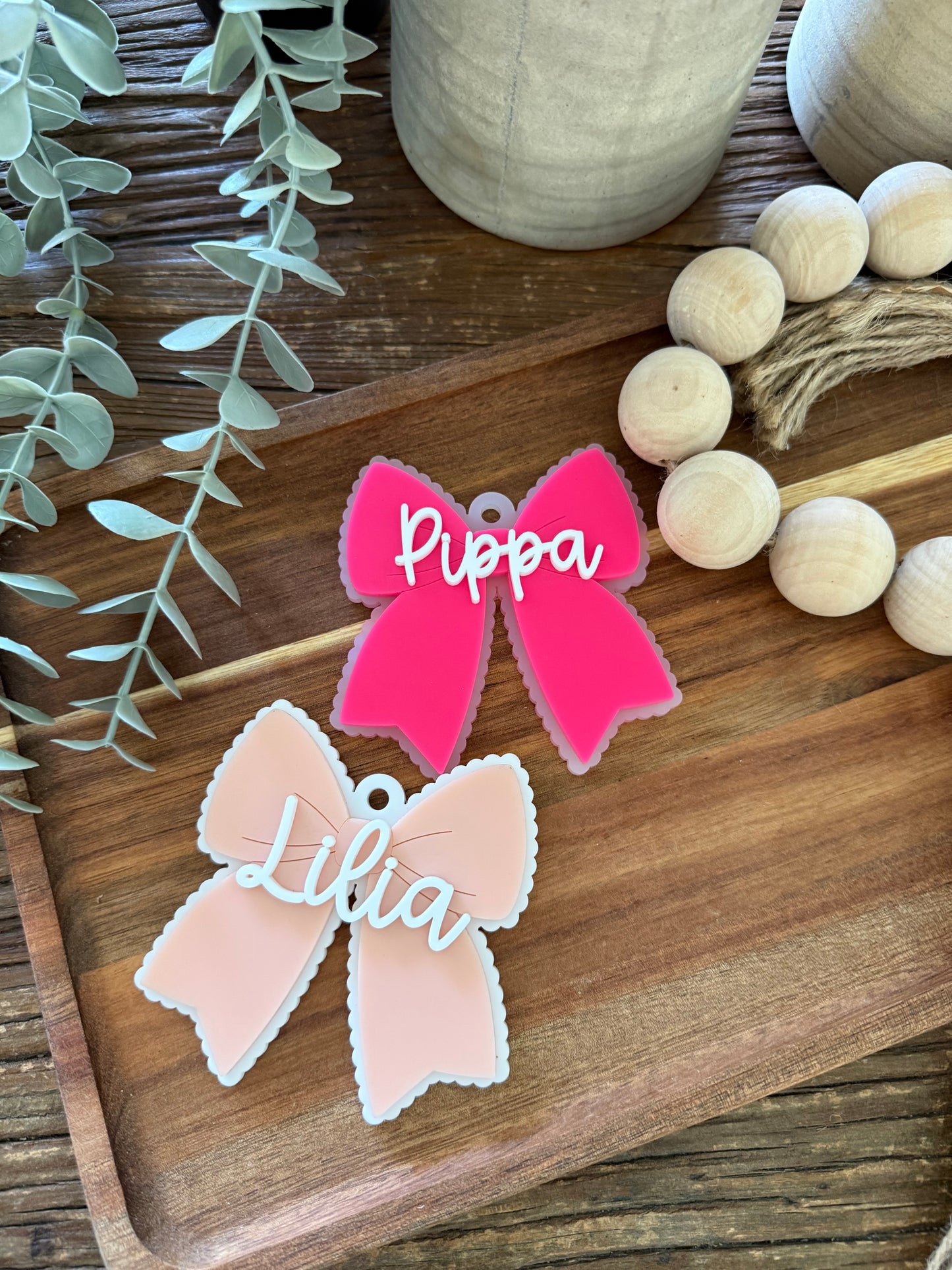 Cheer Bow Bag Tag — Large Acrylic Bow Keychain Personalised