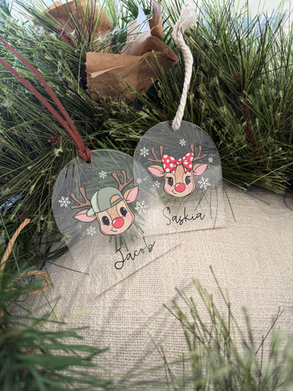Cartoon Reindeer Christmas Ornament