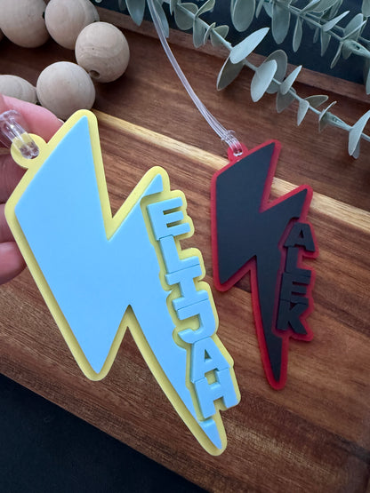 Lightning Bolt Bag Tag - Kids Backpack Keychain