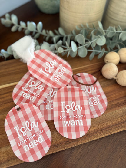 Gingham Mindful Christmas Gift Tag Set of 6